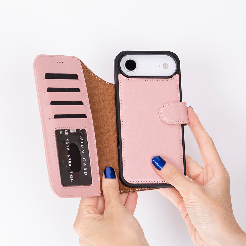 Bloominbag-Bloom Case Magic Wallet Blush Hakiki Deri I Phone 17 Air(6.5") Cüzdanlı Telefon Kılıfı-2-milagron.live
