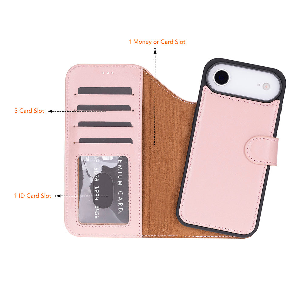 Bloominbag-Bloom Case Magic Wallet Blush Hakiki Deri I Phone 17 Air(6.5") Cüzdanlı Telefon Kılıfı-3-milagron.live