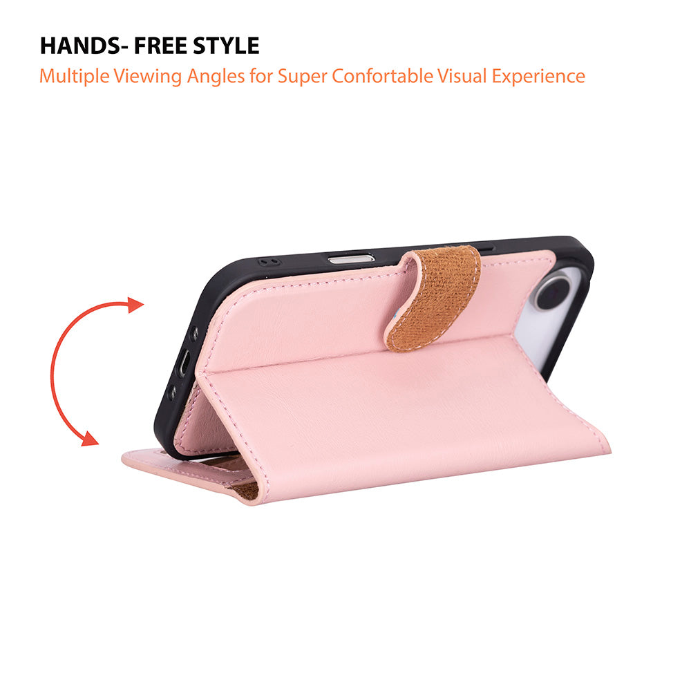 Bloominbag-Bloom Case Magic Wallet Blush Hakiki Deri I Phone 17 Air(6.5") Cüzdanlı Telefon Kılıfı-4-milagron.live