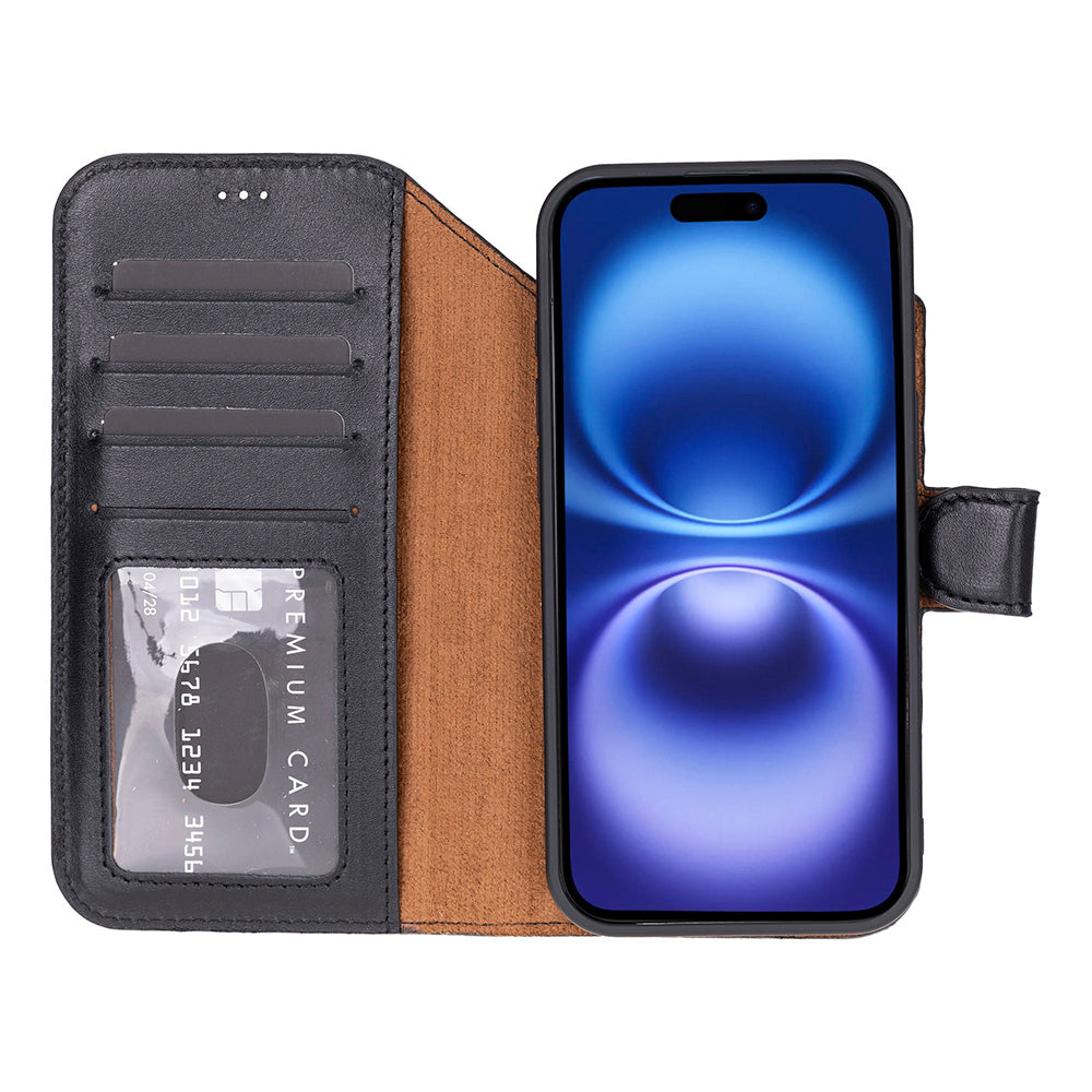 Bloominbag-Bloom Case Magic Wallet Crimson Red Hakiki Deri I Phone 17 Air(6.5") Cüzdanlı Telefon Kılıfı-5-milagron.live