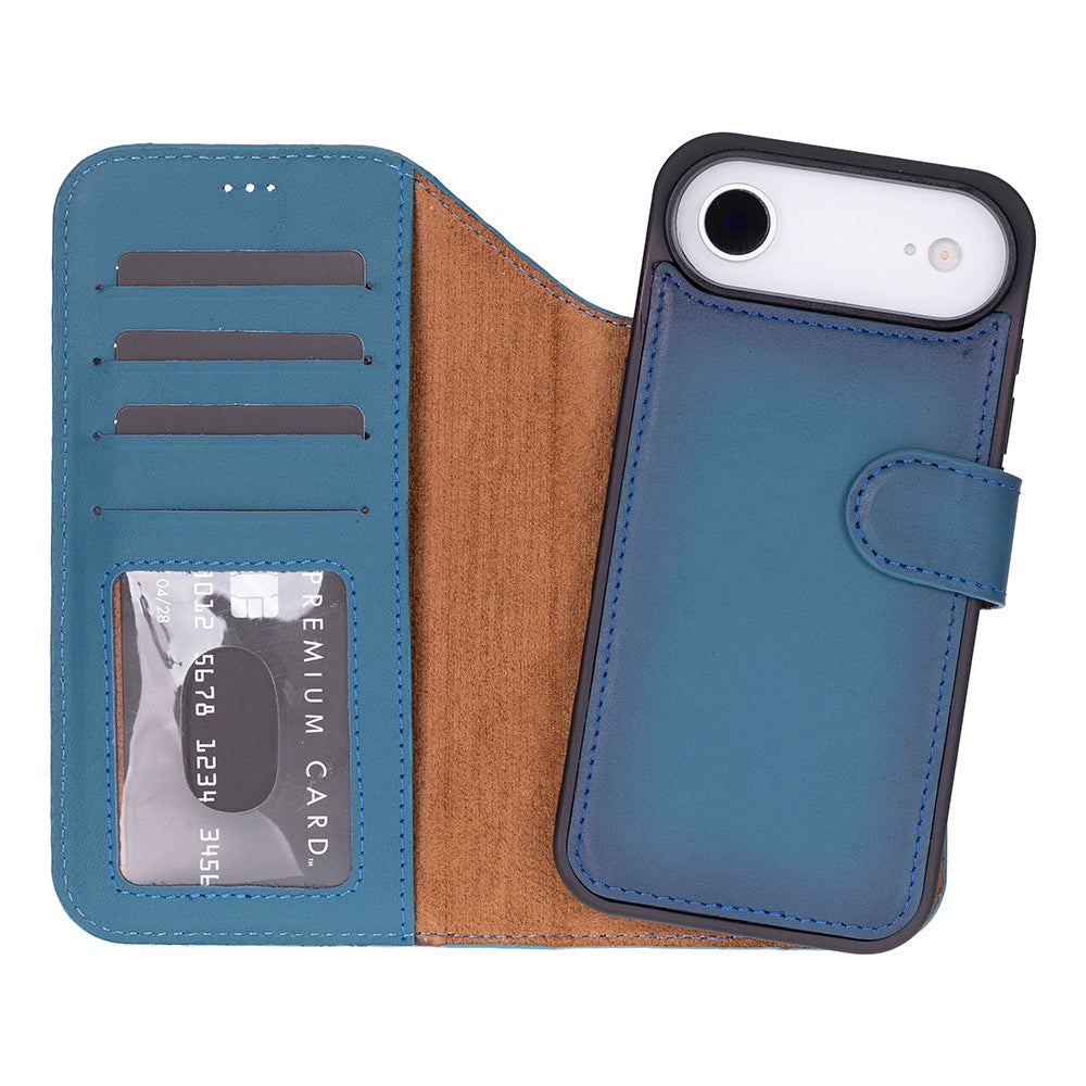 Bloominbag-Bloom Case Magic Wallet Midnight Blue Hakiki Deri I Phone 17 Air(6.5") Cüzdanlı Telefon Kılıfı-1-milagron.live