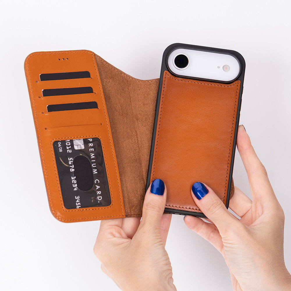 Bloominbag-Bloom Case Magic Wallet Urban Tan Hakiki Deri I Phone 17 Air(6.5") Cüzdanlı Telefon Kılıfı-2-milagron.live