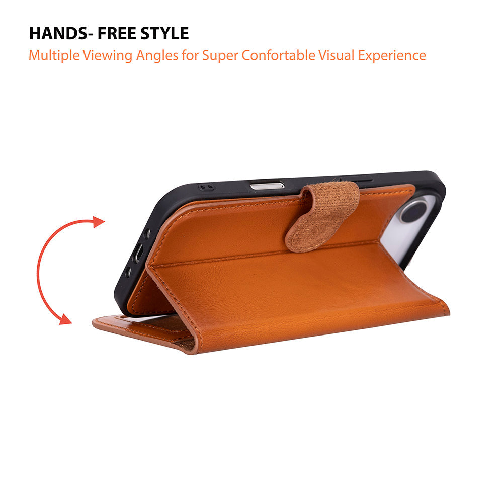 Bloominbag-Bloom Case Magic Wallet Urban Tan Hakiki Deri I Phone 17 Air(6.5") Cüzdanlı Telefon Kılıfı-4-milagron.live