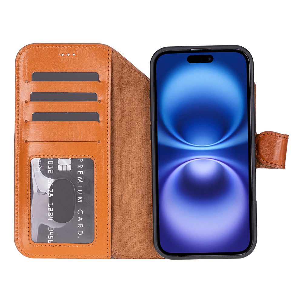 Bloominbag-Bloom Case Magic Wallet Urban Tan Hakiki Deri I Phone 17 Air(6.5") Cüzdanlı Telefon Kılıfı-5-milagron.live