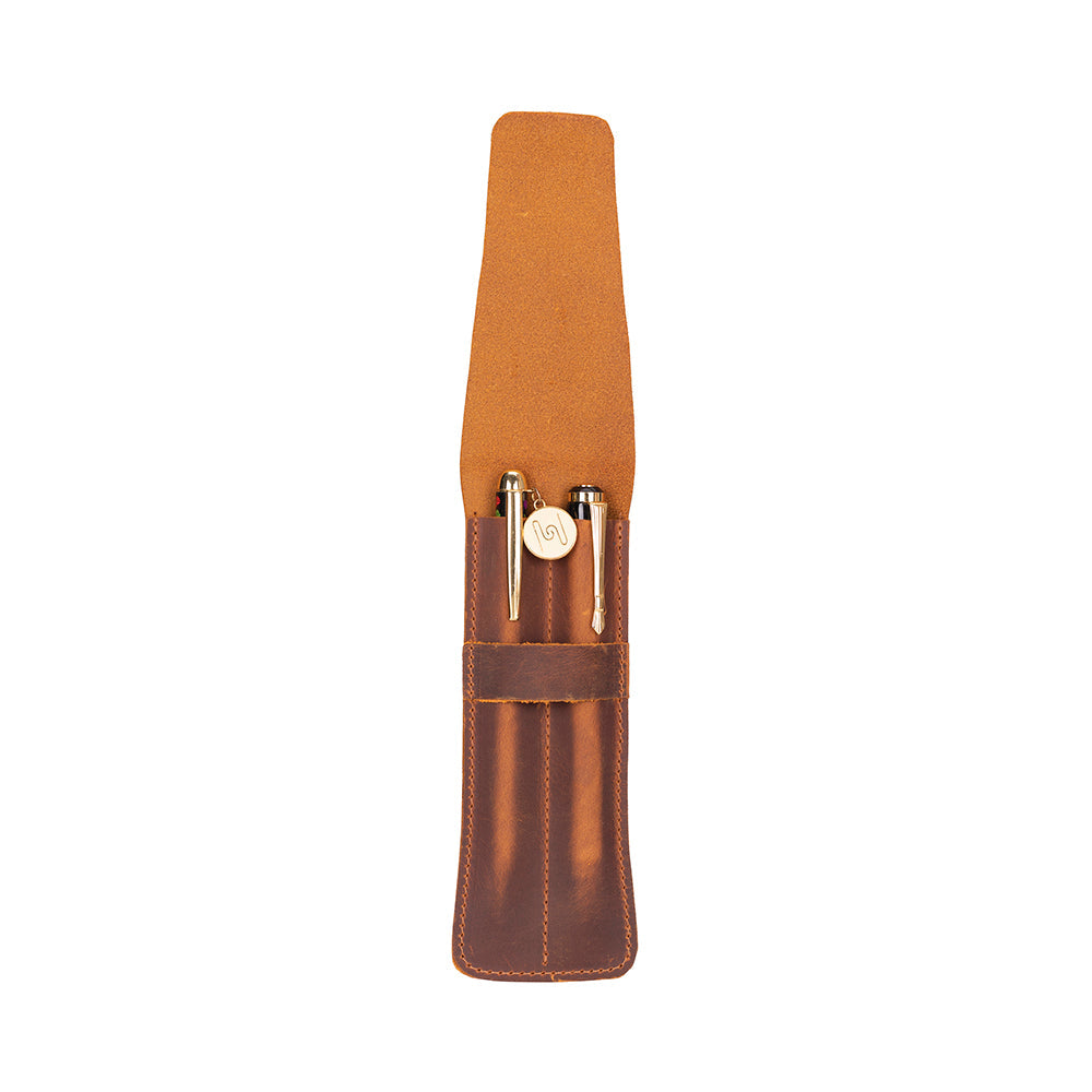 Bloominbag-Bloom Pen Pouch Çift Kalemlik Mocassin Deri Kılıf-5-milagron.live