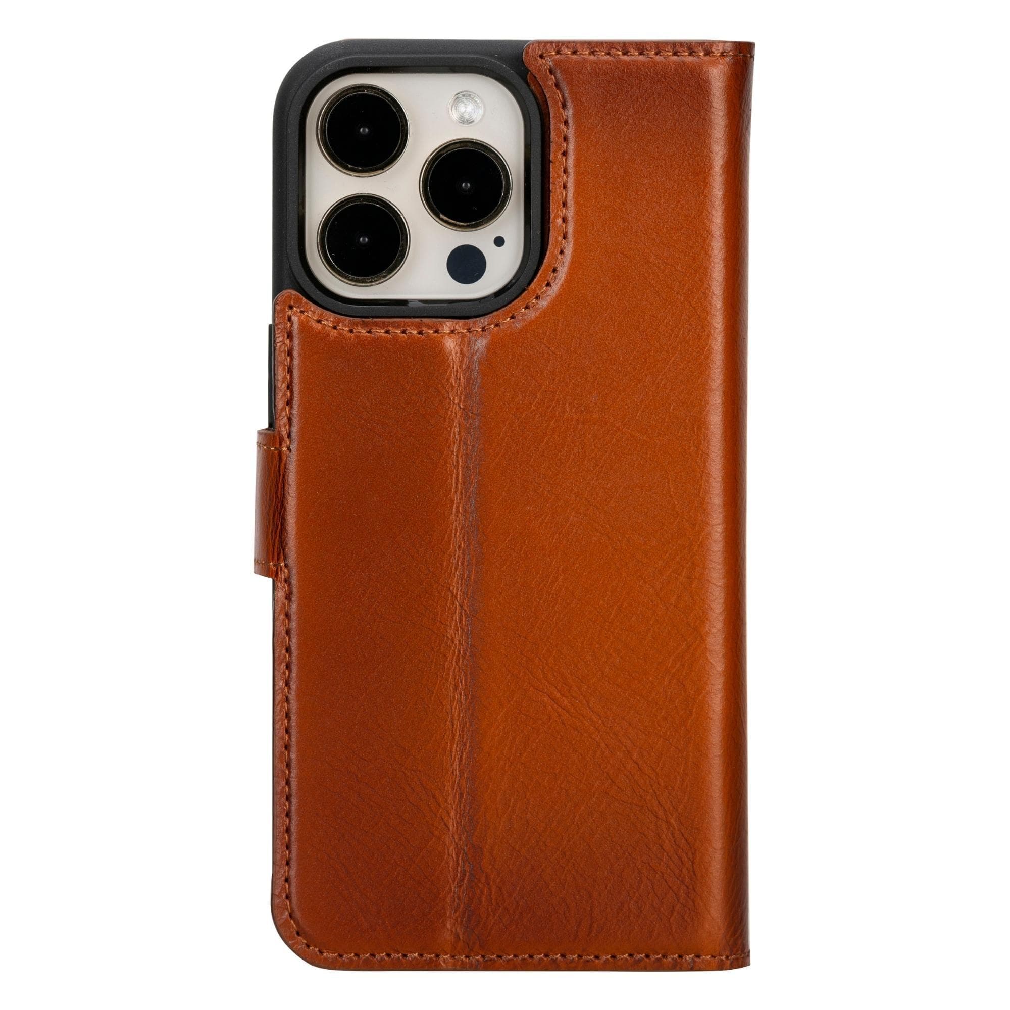 Bloomcase Apple Iphone 15 Pro (6.1") Mocca Tan Hakiki Deri Çıkarılabilir Cüzdanlı Telefon Kılıfı