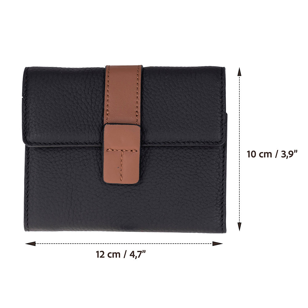 Bloominbag-Liora Color Band Deri Kadın Cüzdan – Siyah & Karamel-3-milagron.live