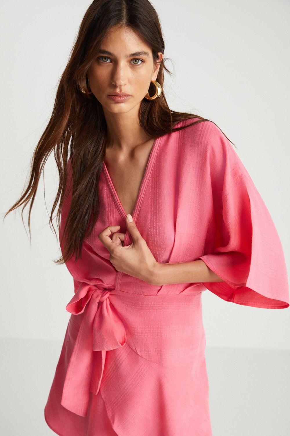 Boneqa Barcelona-Pembe Kimono Elbise-Kimono-3-milagron.live