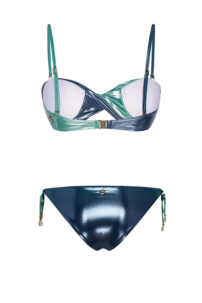 Bonesta-Baja Shiny Aqua And Royal Blue Çift Renk Dönmeli Bikini Takımı-Bikini & Mayo-2-milagron.live