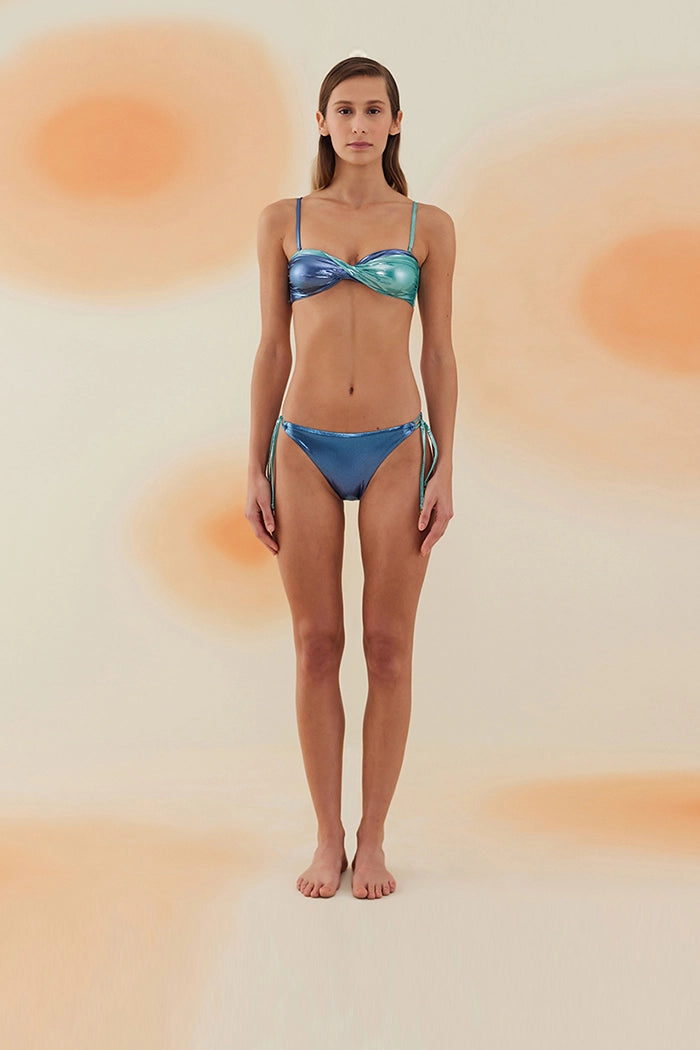 Bonesta-Baja Shiny Aqua And Royal Blue Çift Renk Dönmeli Bikini Takımı-Bikini & Mayo-3-milagron.live