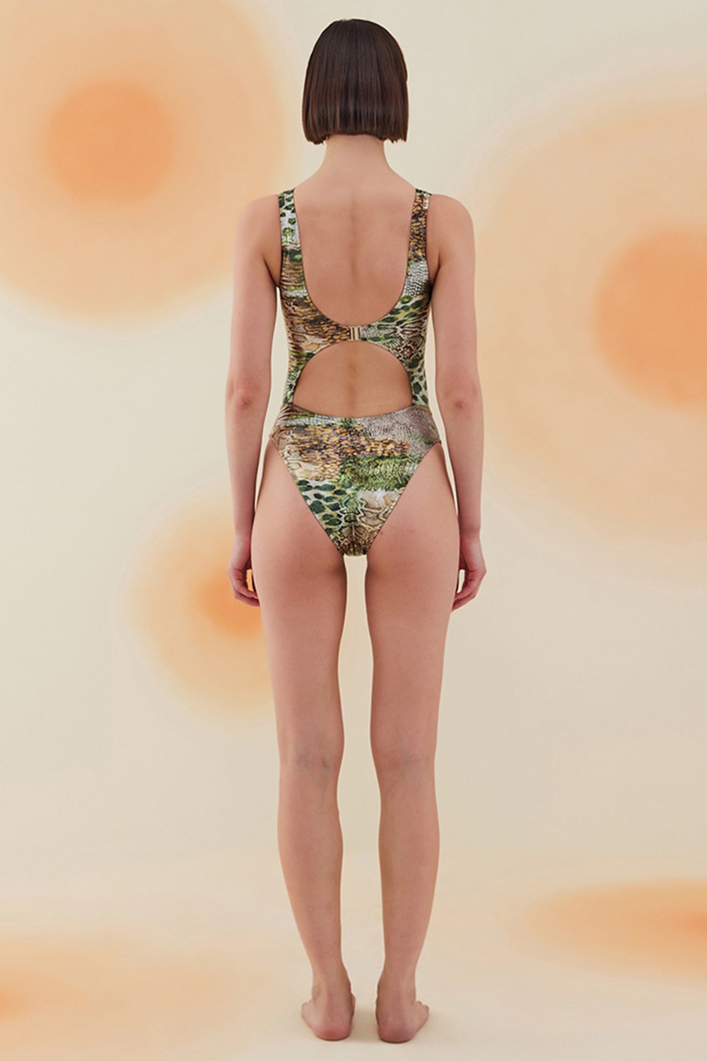 Bonesta-Bayuda Phantom Snake Pattern Halter Kesim Pencereli Mayo-Bikini & Mayo-4-milagron.live