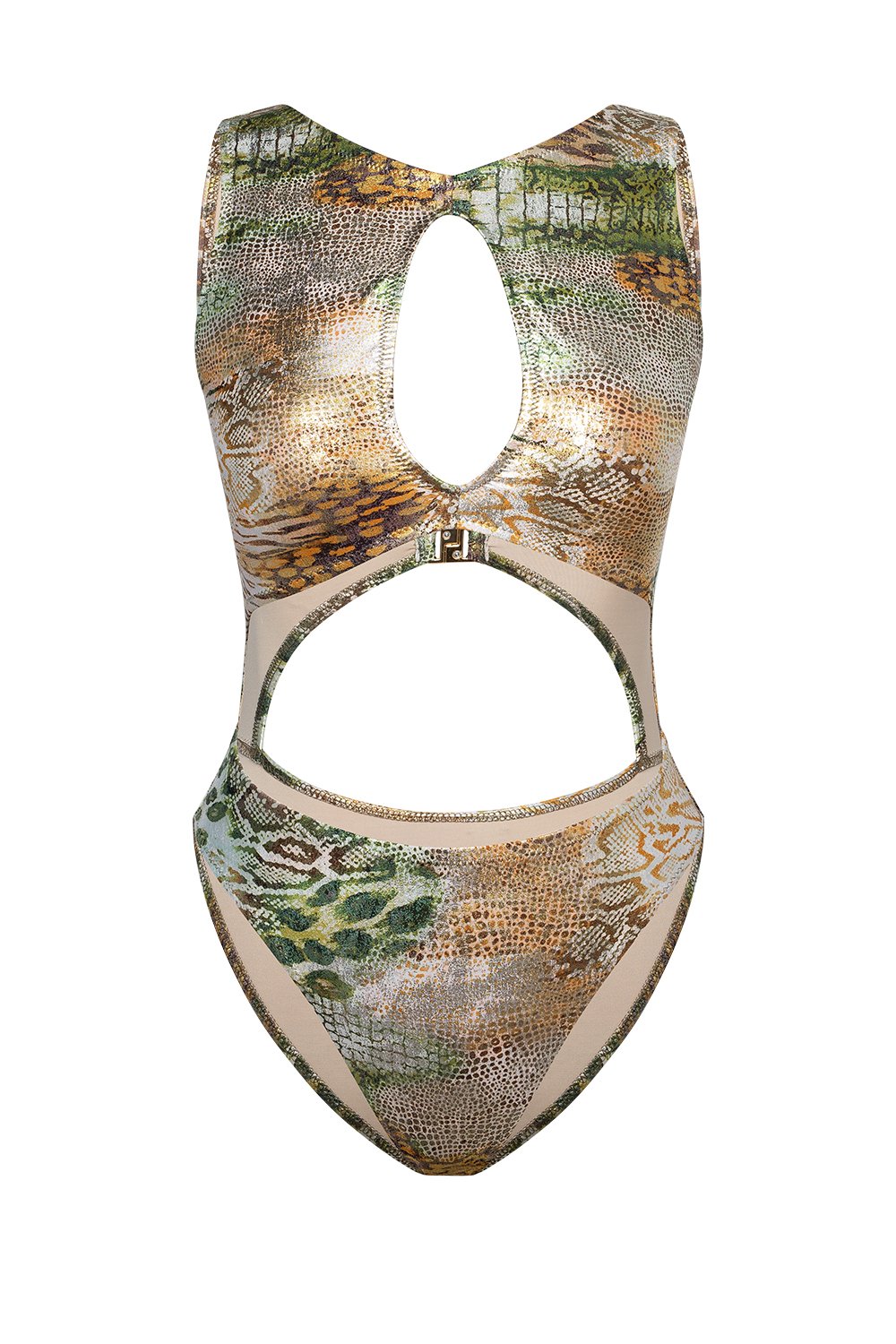 Bonesta-Bayuda Phantom Snake Pattern Halter Kesim Pencereli Mayo-Bikini & Mayo-5-milagron.live