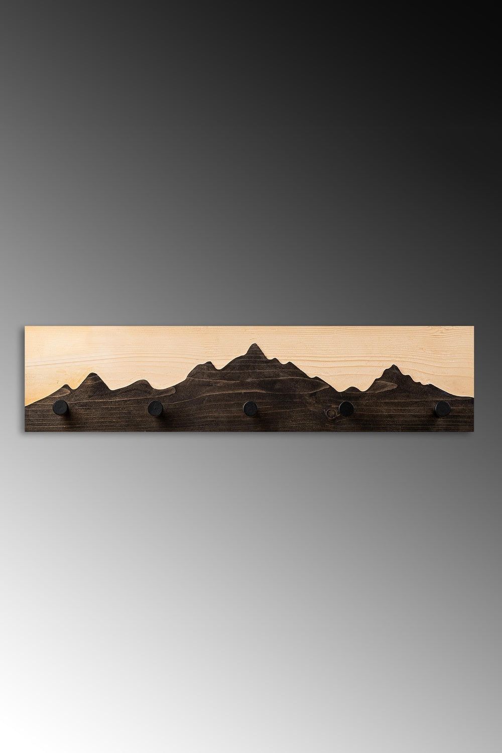 Dekoratif Ahşap Askılık, Siyah-Koyu Ceviz - 60x14x5 Cm - 0
