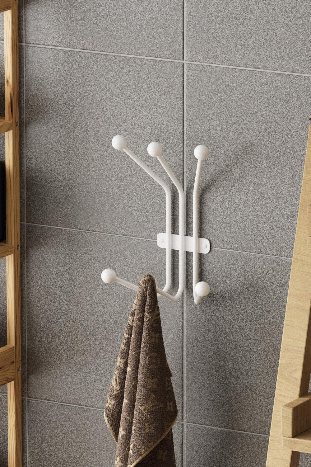 Dekoratif Metal Askılık, Beyaz - 23x13x30 Cm - 0