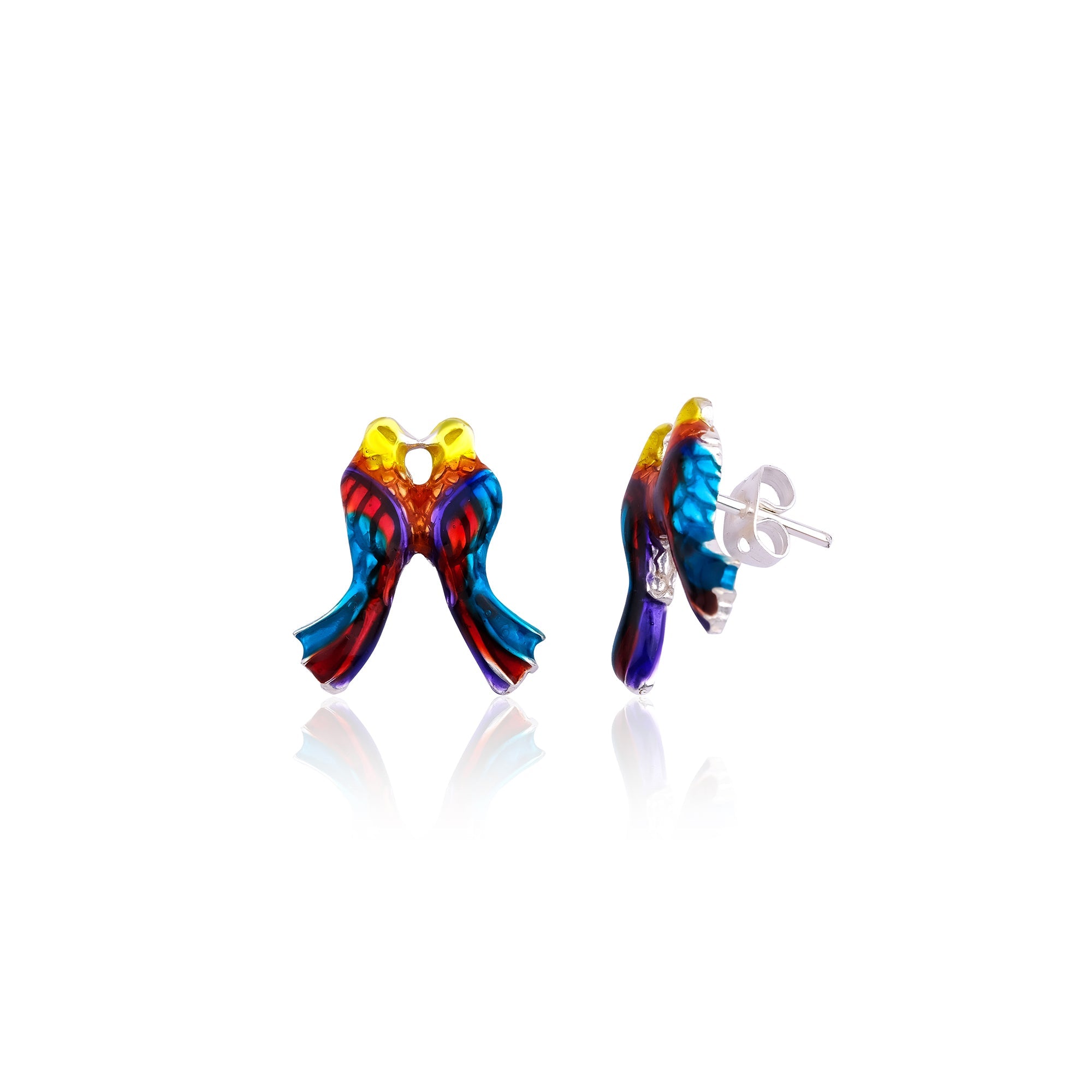 Bird Of Fortune Sarı & Kırmızı & Turkuaz Mineli Küpe