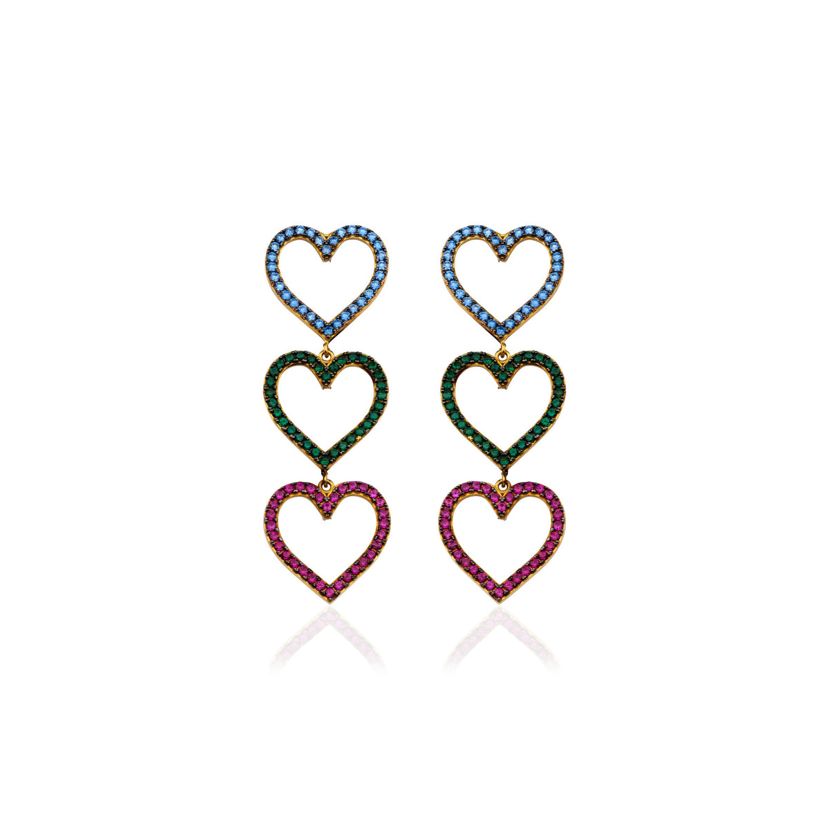 Secret Of Heart Aqua & Yeşil & Ruby Küpe