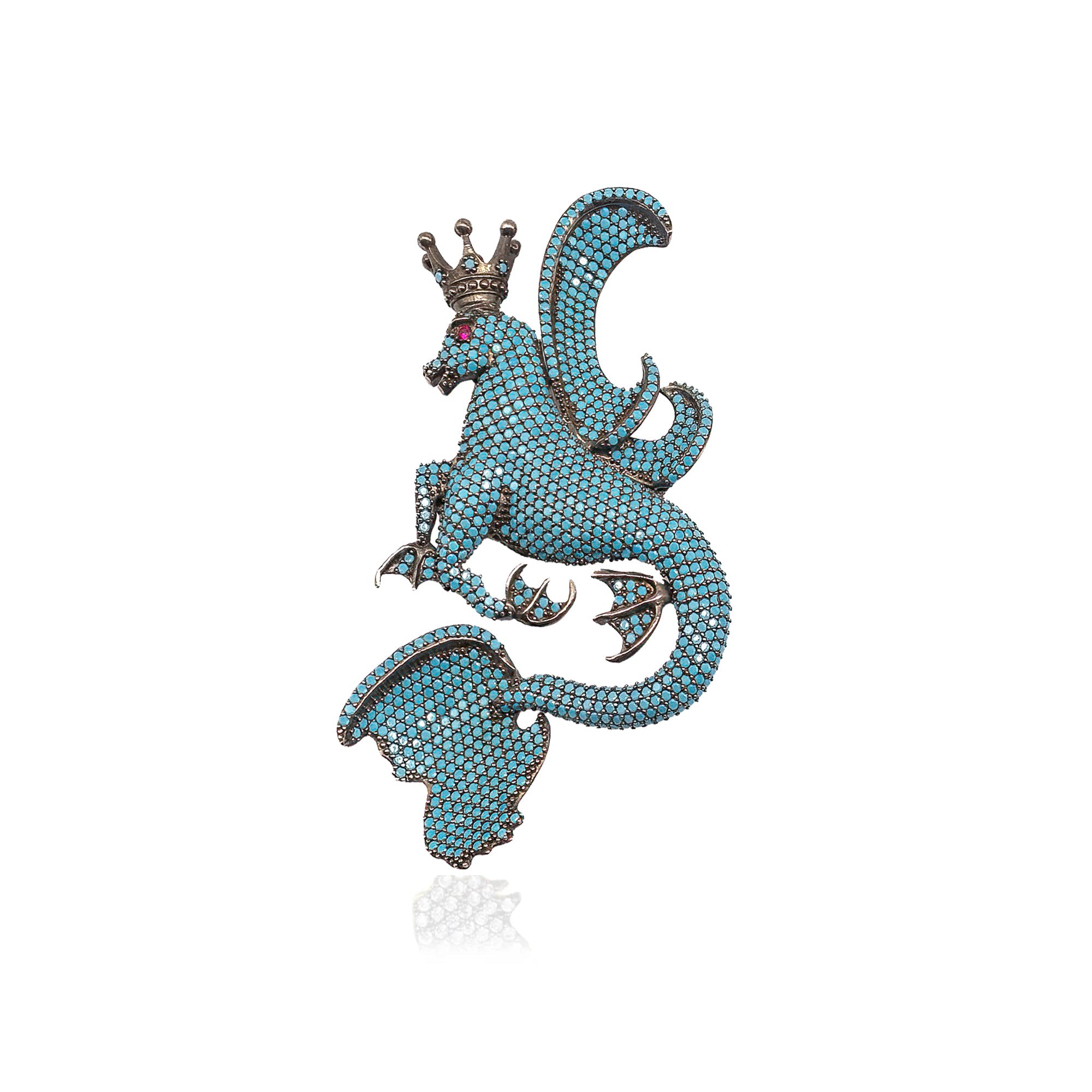 Secret Of The Universe Turkuaz Kristal Mitolojik Dragon Kolye / Broş