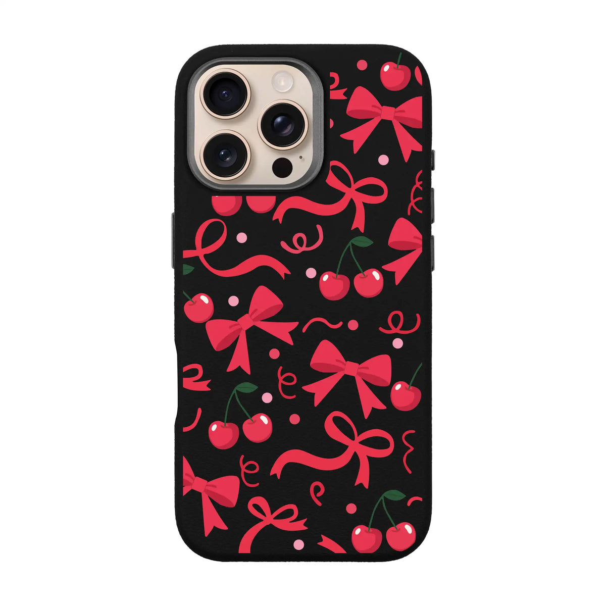 Cherry Ribbon-Leather Premium Kılıf Magsafe Özellikli - Iphone 15 Pro Max
