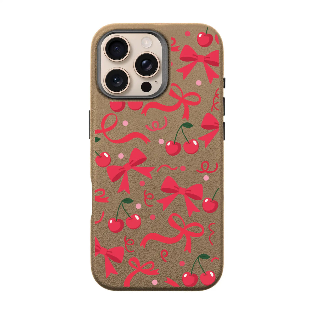 Cherry Ribbon-Leather Premium Kılıf Magsafe Özellikli - Iphone 16 Pro Max