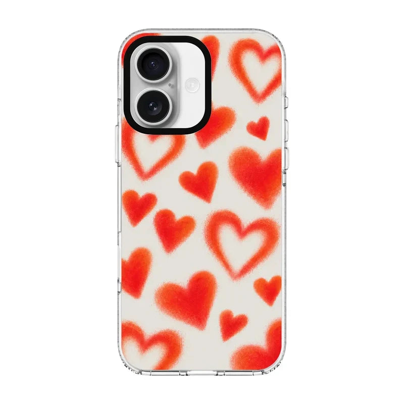 Glowing Hearts-Clear Kılıf Magsafe Özellikli - Iphone 16