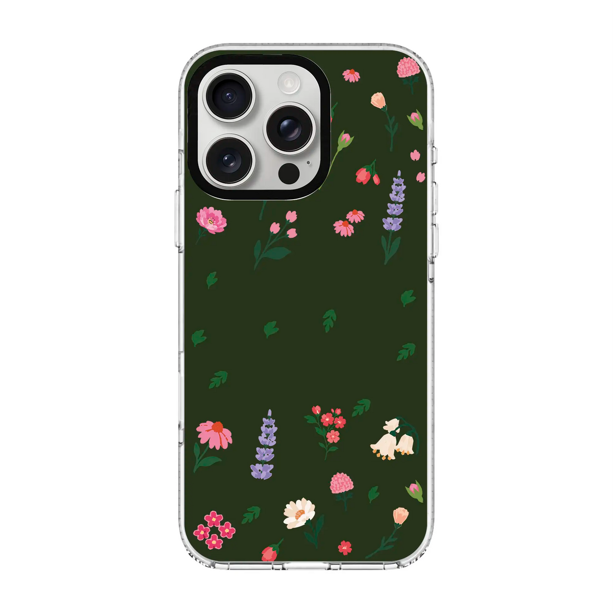 KiŞiYe Özel Little Blossoms Orman YeşiLi-Clear Kılıf Magsafe Özellikli - Iphone 15 Pro