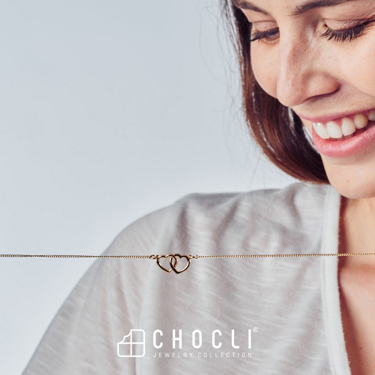 Chocli-18 Ayar Altın Kaplama Hearts Kolye-Kolye-8-milagron.live