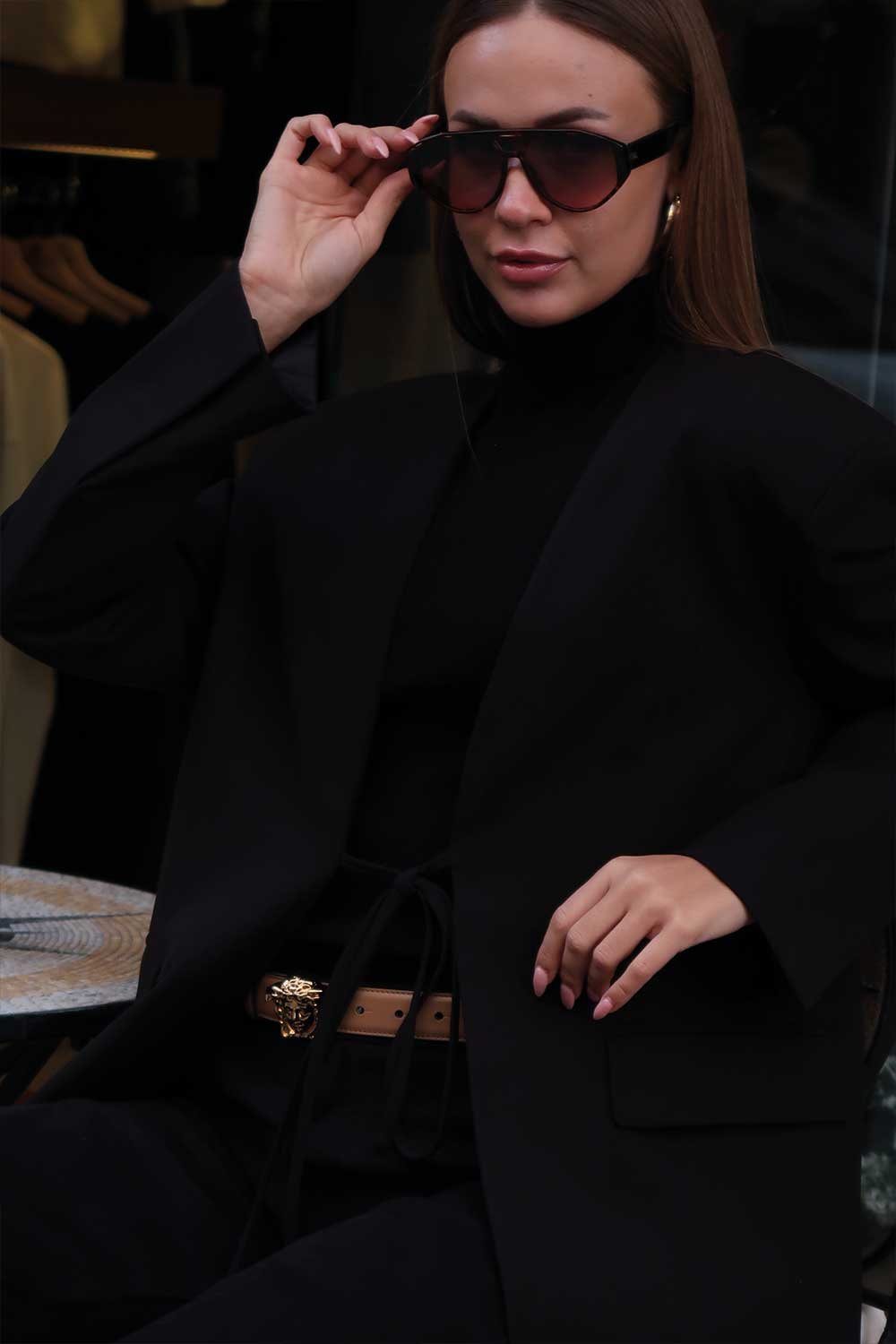 Christina's Storm-Black Laced Oversize Blazer-Ceket-1-milagron.live