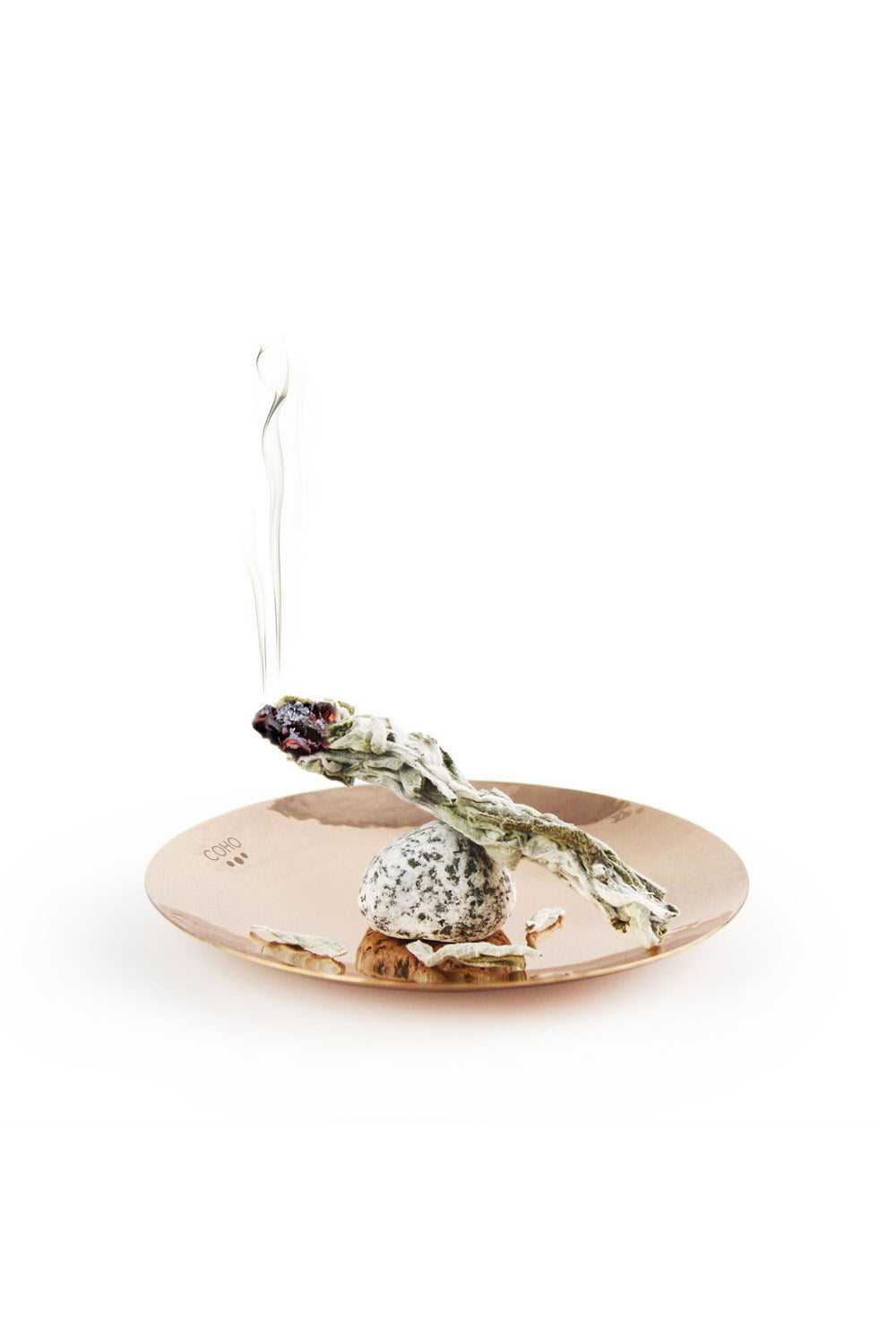 Coho Objet-Coho Artisan Namaste Dövme Bakır Mini Tütsü Tabağı-Tütsülük-1-milagron.live