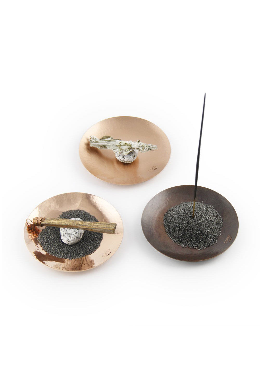 Coho Objet-Coho Artisan Namaste Dövme Bakır Mini Tütsü Tabağı-Tütsülük-5-milagron.live