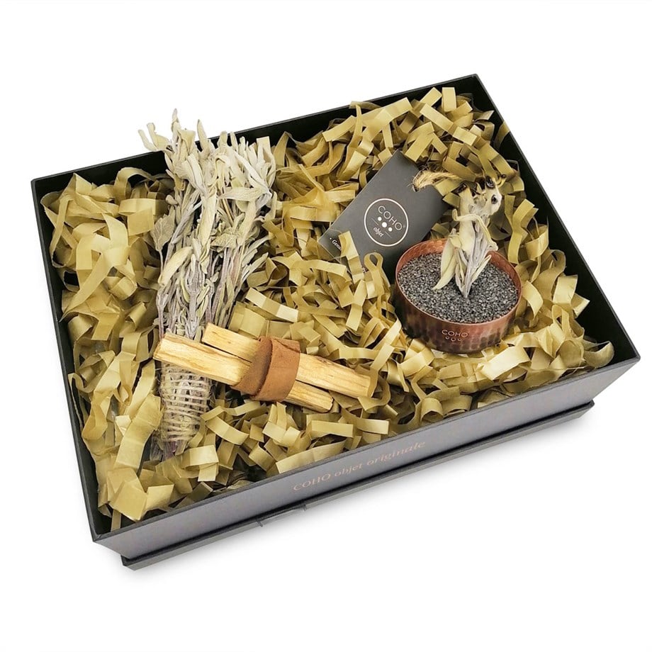 Coho Objet-Coho Box Antique Meditation Bakır Tütsülük & 2 Palo Santo & Adaçayı Tütsü Seti-Tütsülük-1-milagron.live