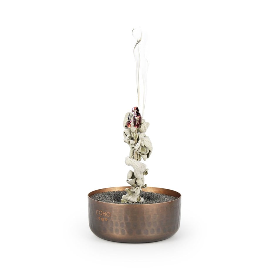Coho Objet-Coho Box Antique Meditation Bakır Tütsülük & 2 Palo Santo & Adaçayı Tütsü Seti-Tütsülük-3-milagron.live