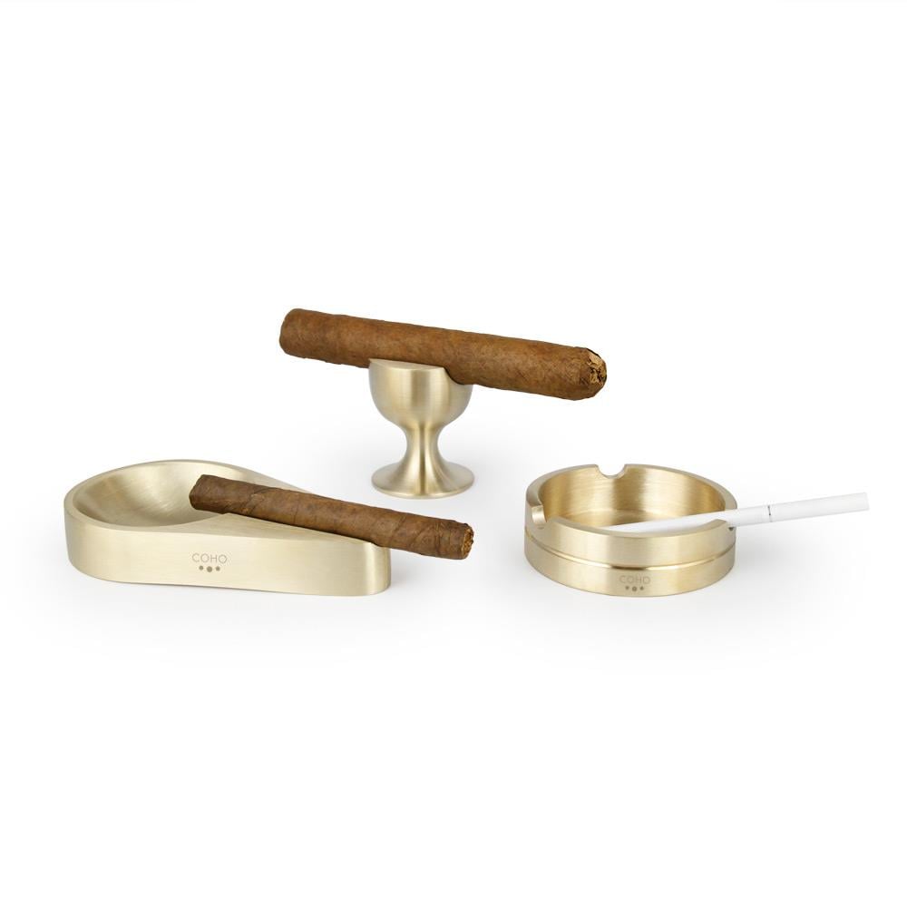 Coho Objet-Coho Box Lux Döküm Pirinç İnce Puroluk & Mini Küllük Hediye Seti-Hediye Setleri-3-milagron.live