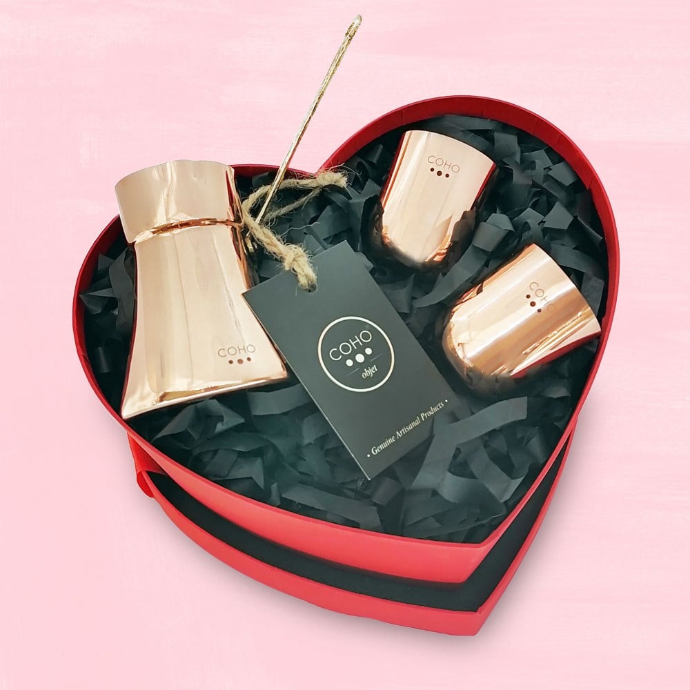 Coho Objet-Coho Love Box Artisan Bakır Cezve & Bakır Bardak Hediye Seti-Hediye Setleri-1-milagron.live