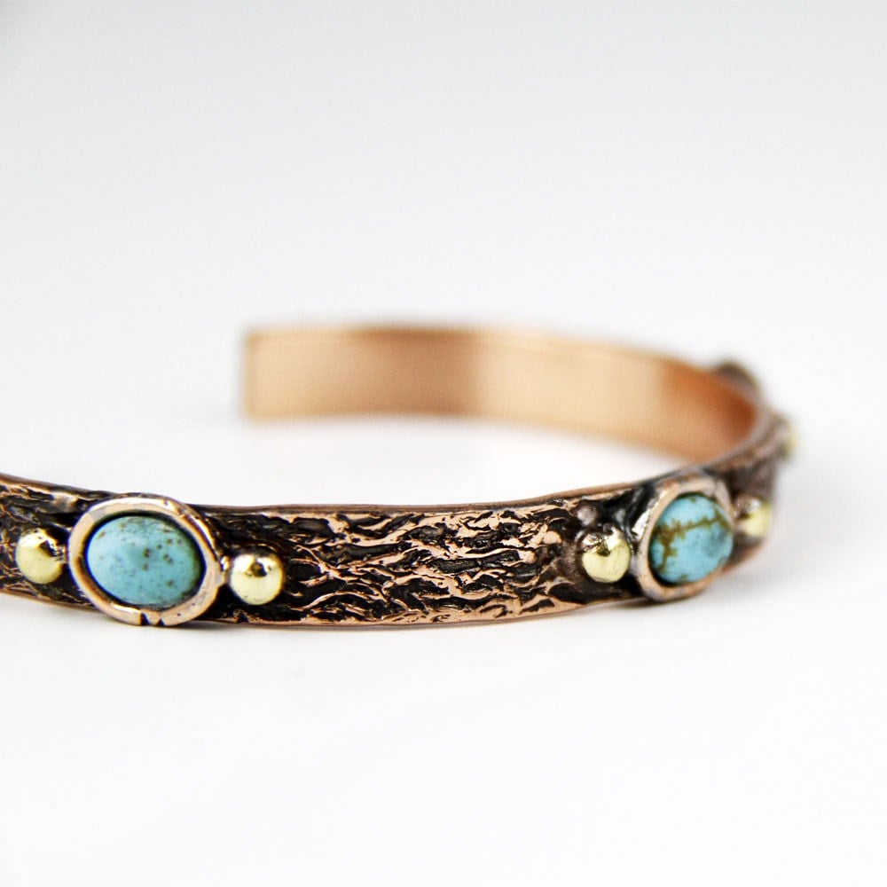Coho Objet-Coho Tılsım Turkuaz Taşlı El İşleme Triple Bileklik-COHO Tılsım Takılar-5-milagron.live