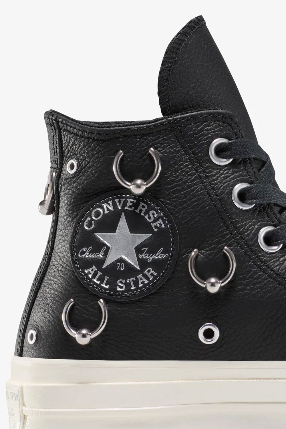 Converse-Chuck 70 Unisex Siyah Deri Piercieng Detaylı Sneakers-Sneakers-8-milagron.live