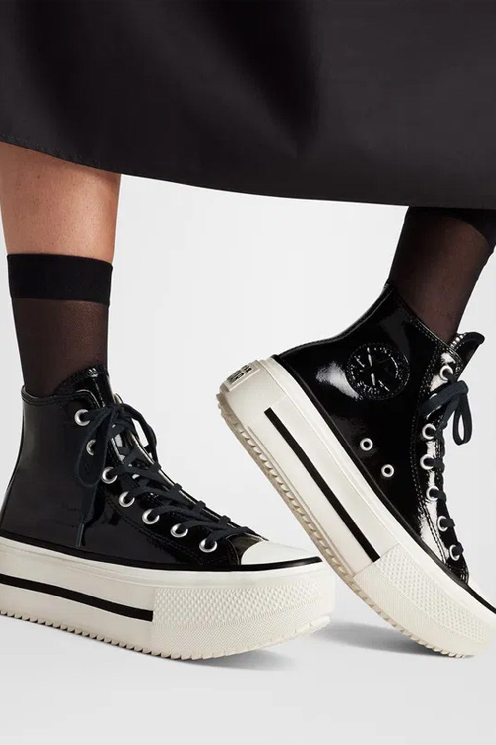 Converse-Chuck Taylor All Star Lift Double Stack Platform Siyah Kadın Rugan Bot-Bot-5-milagron.live