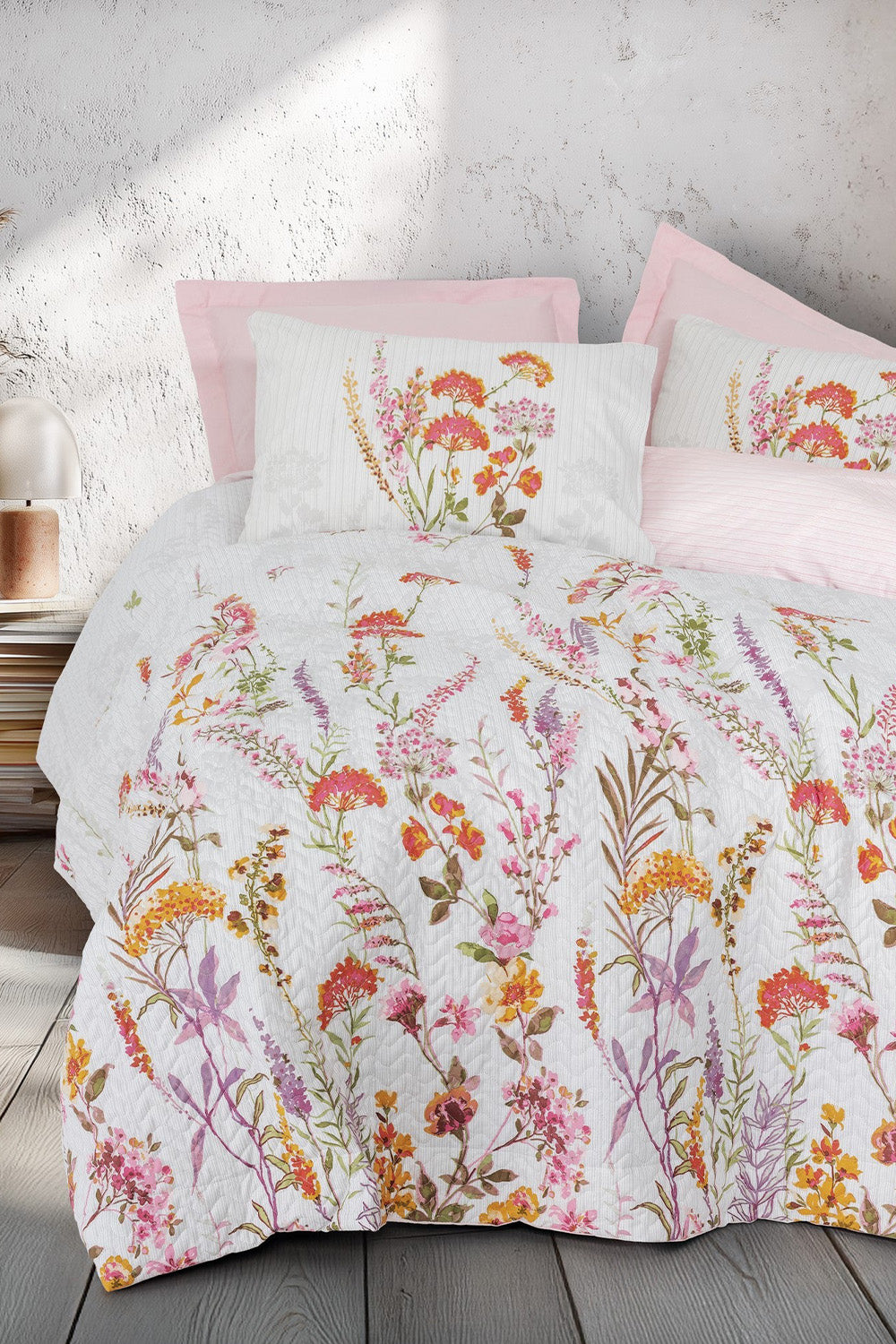 Cotton Box-Çift Kişilik Complete Set Lilura Pembe-Nevresim Takımı-1-milagron.live