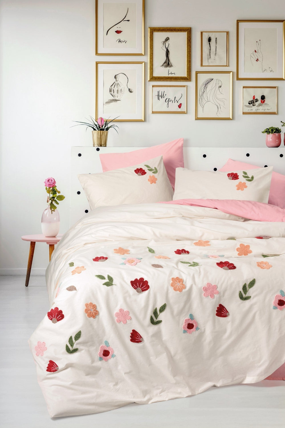 Cotton Box-Cotton Box Puff Nakışlı çift Kişilik Nevresim Takımı Blossom Somon-Çift Kişilik Nevresim Takımı-1-milagron.live