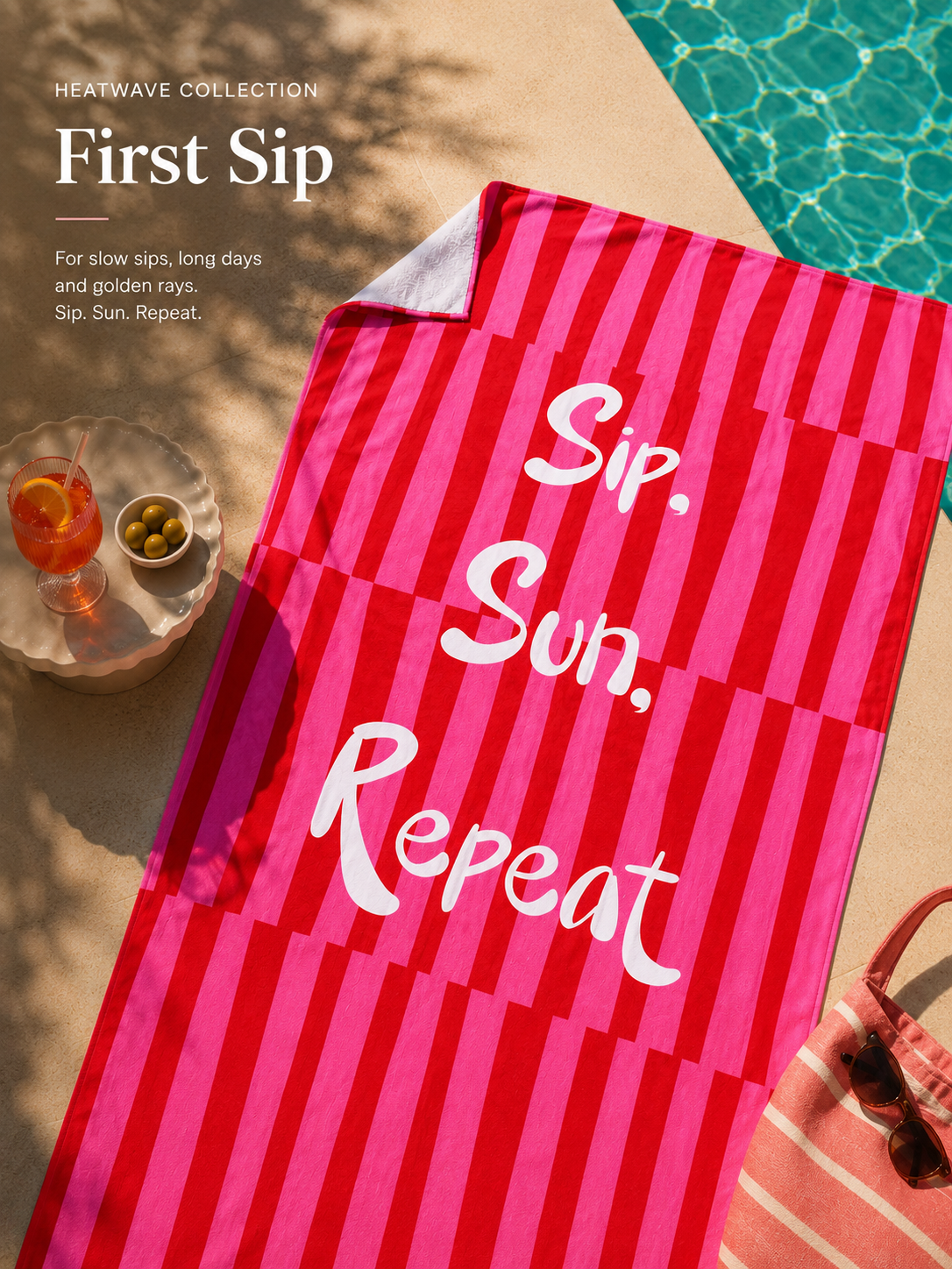 Heatwave Plaj Havlusu First Sip Pembe
