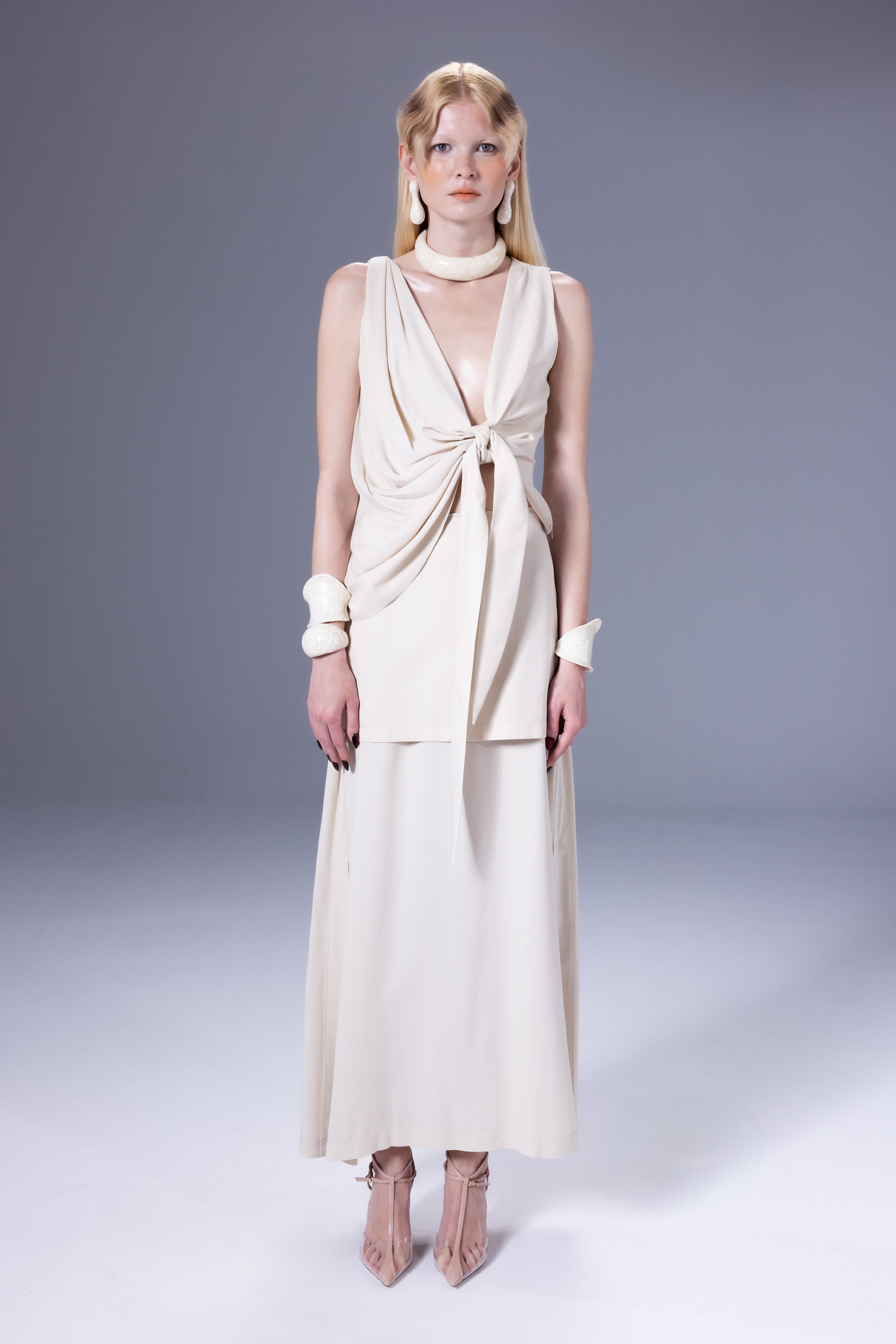 Death Is Easy-Layered Cotton Mid Length Skirt-Etek-1-milagron.live