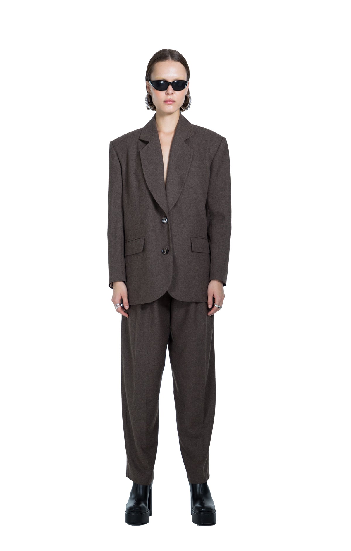 Death Is Easy-Taupe Brown Oversize Women’s Blazer-Blazer Ceket-1-milagron.live