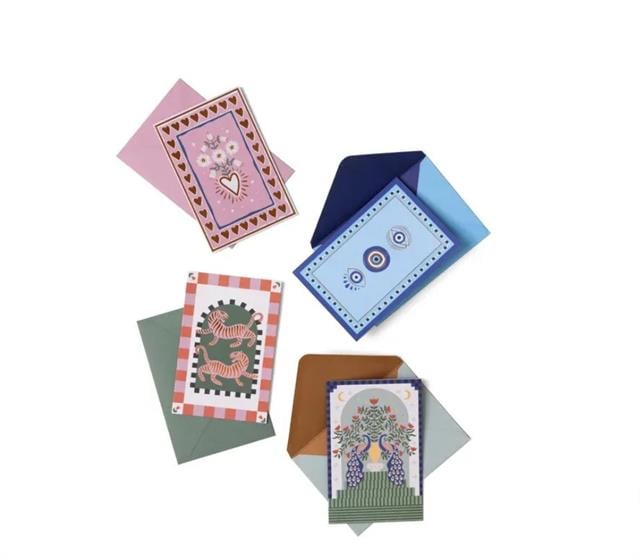 Designwork Ink-Designworks Ink Adopo Notecard Set 16'lı Set Eye, Tiger, Heart, Peacock-Aksesuar-6-milagron.live