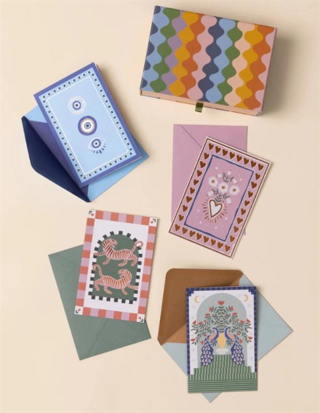Designwork Ink-Designworks Ink Adopo Notecard Set 16'lı Set Eye, Tiger, Heart, Peacock-Aksesuar-7-milagron.live