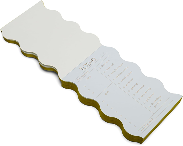 Designworks Ink Wavy Daily Self Care, Priorities, And Goals Notepad, 180 Sayfa, Sage