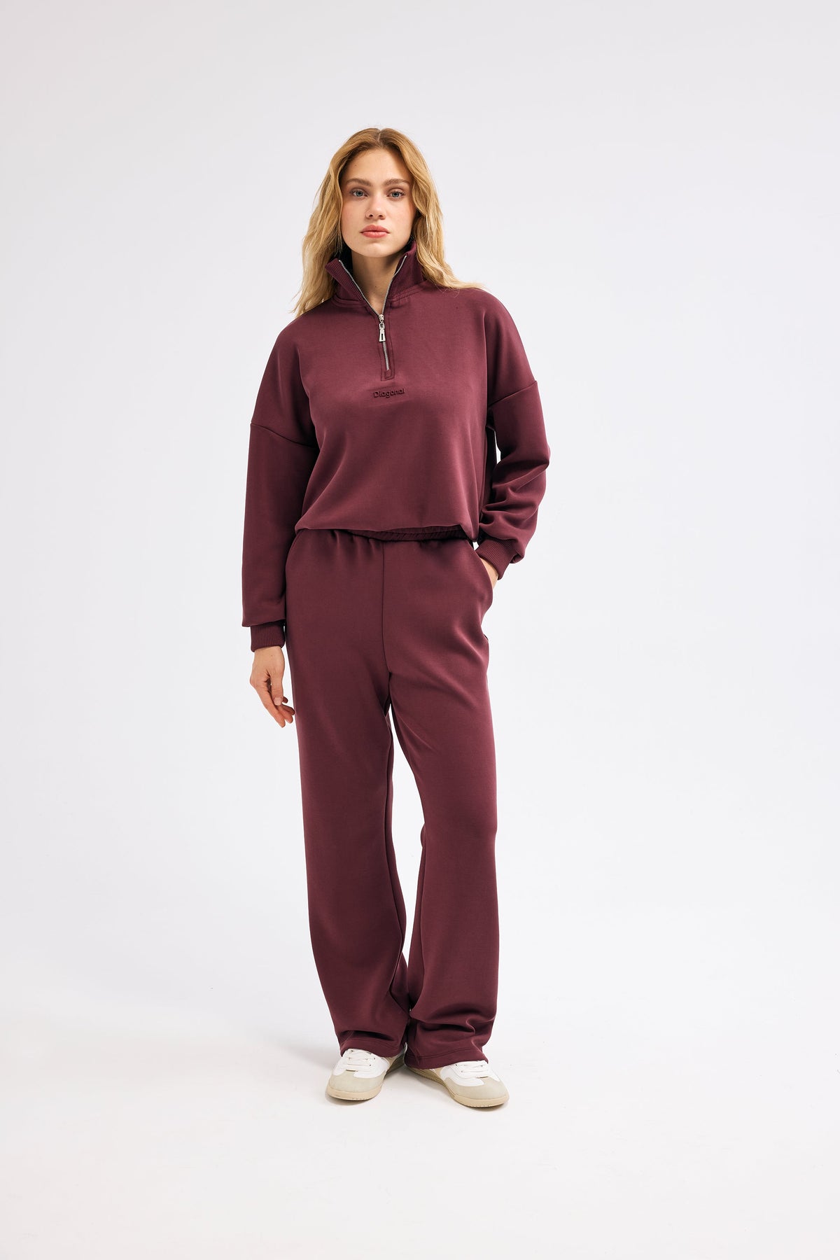 Diagonal-Bordo Örme Pantolon-Pantolon-2-milagron.live