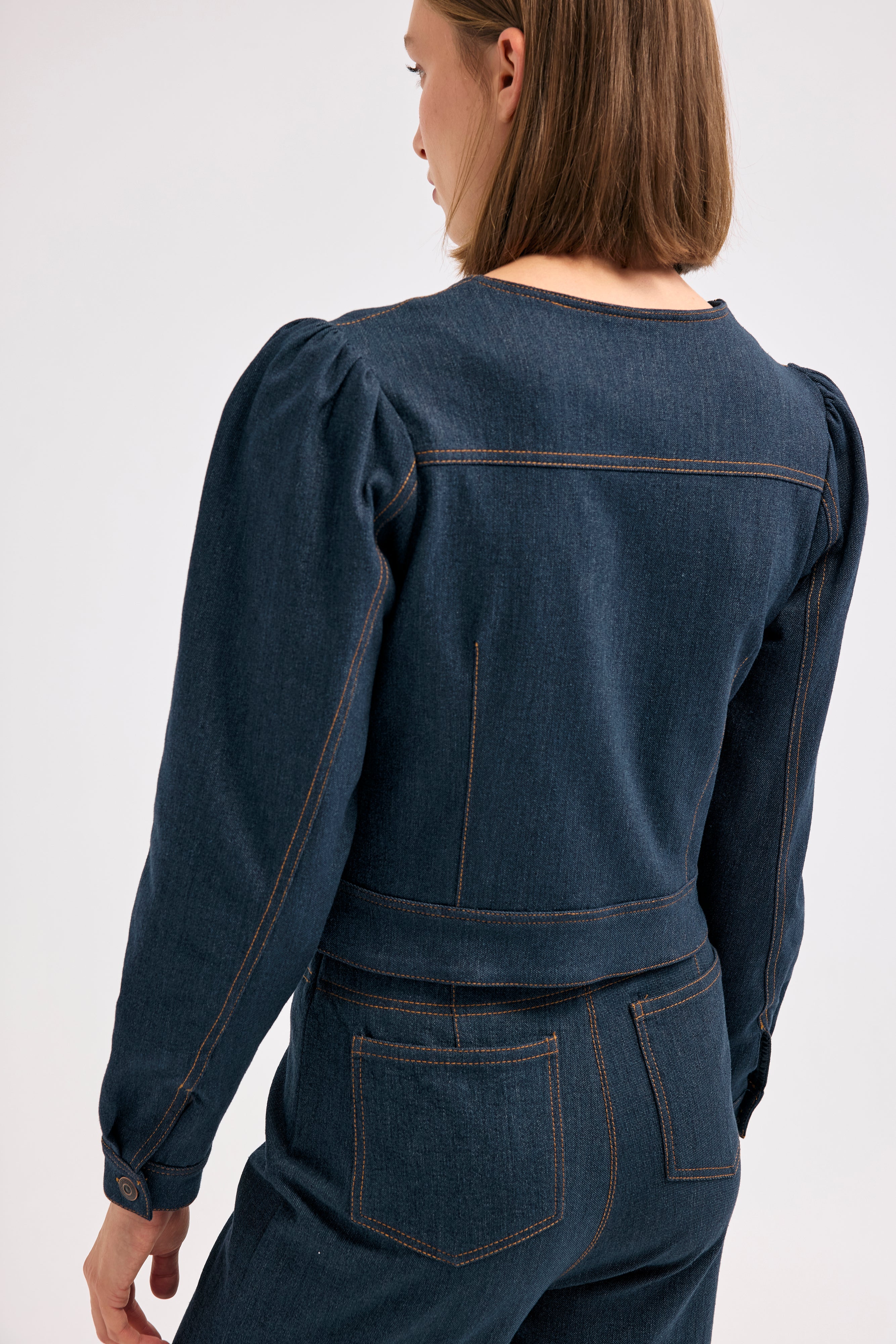 Diagonal-Denim Bomber Ceket (Lacivert)-CEKET-6-milagron.live