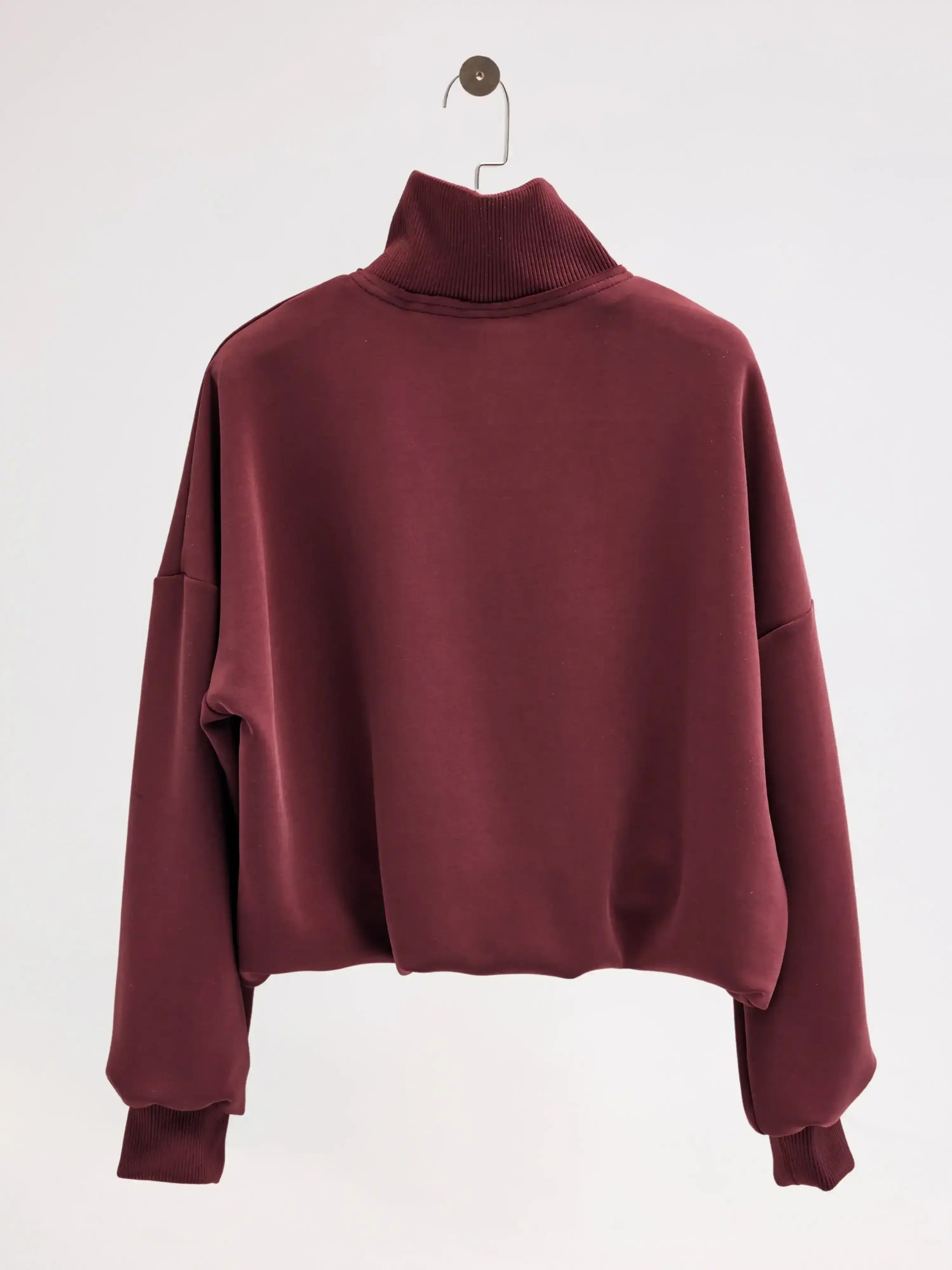 Fermuarlı Bordo Sweatshirt