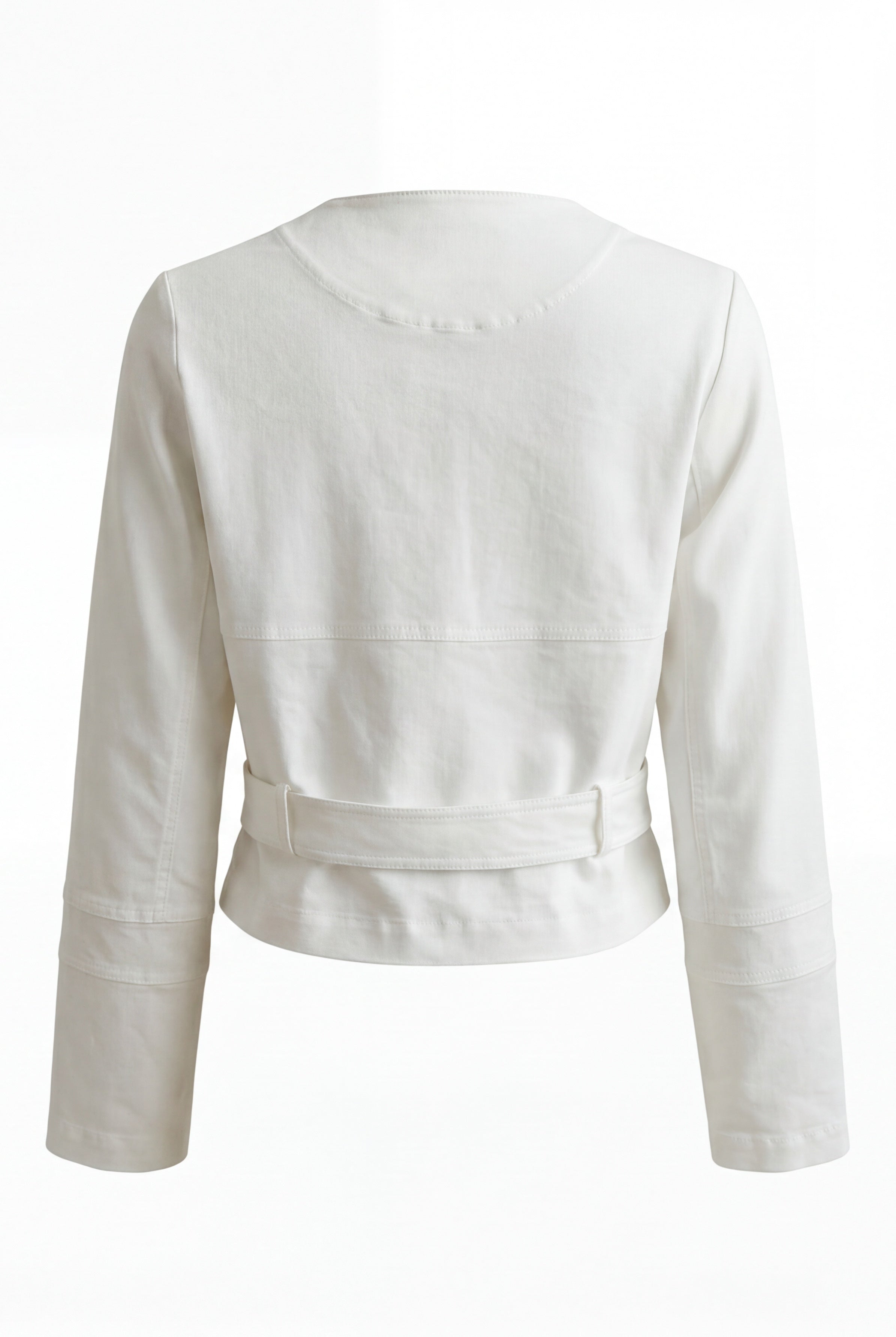 Kemerli Crop Ceket Ekru
