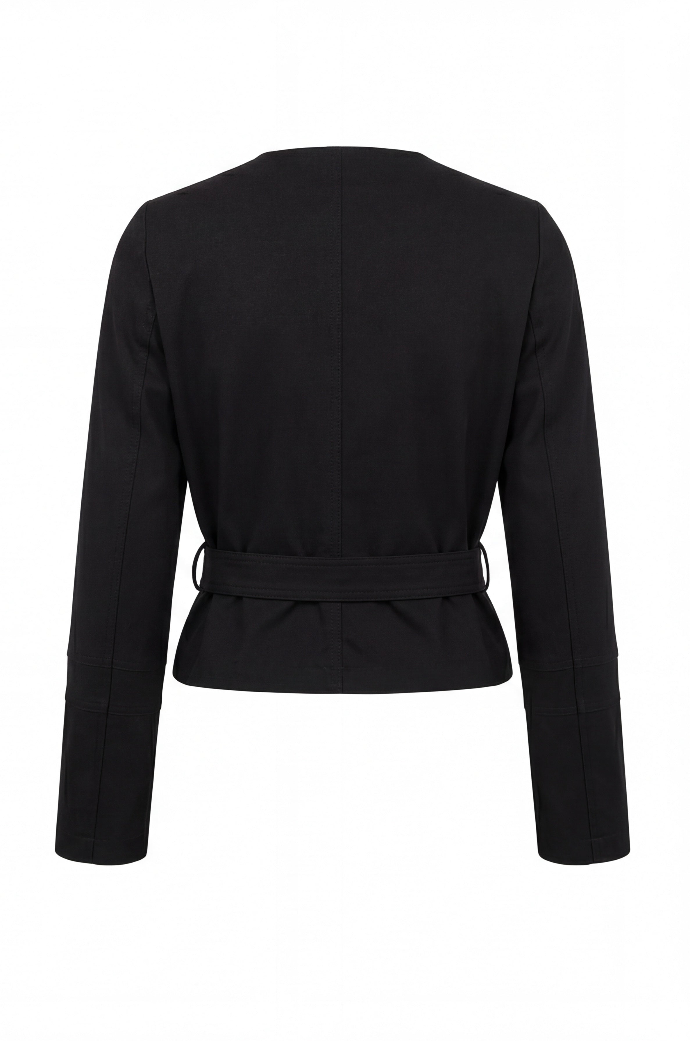 Kemerli Crop Ceket Siyah