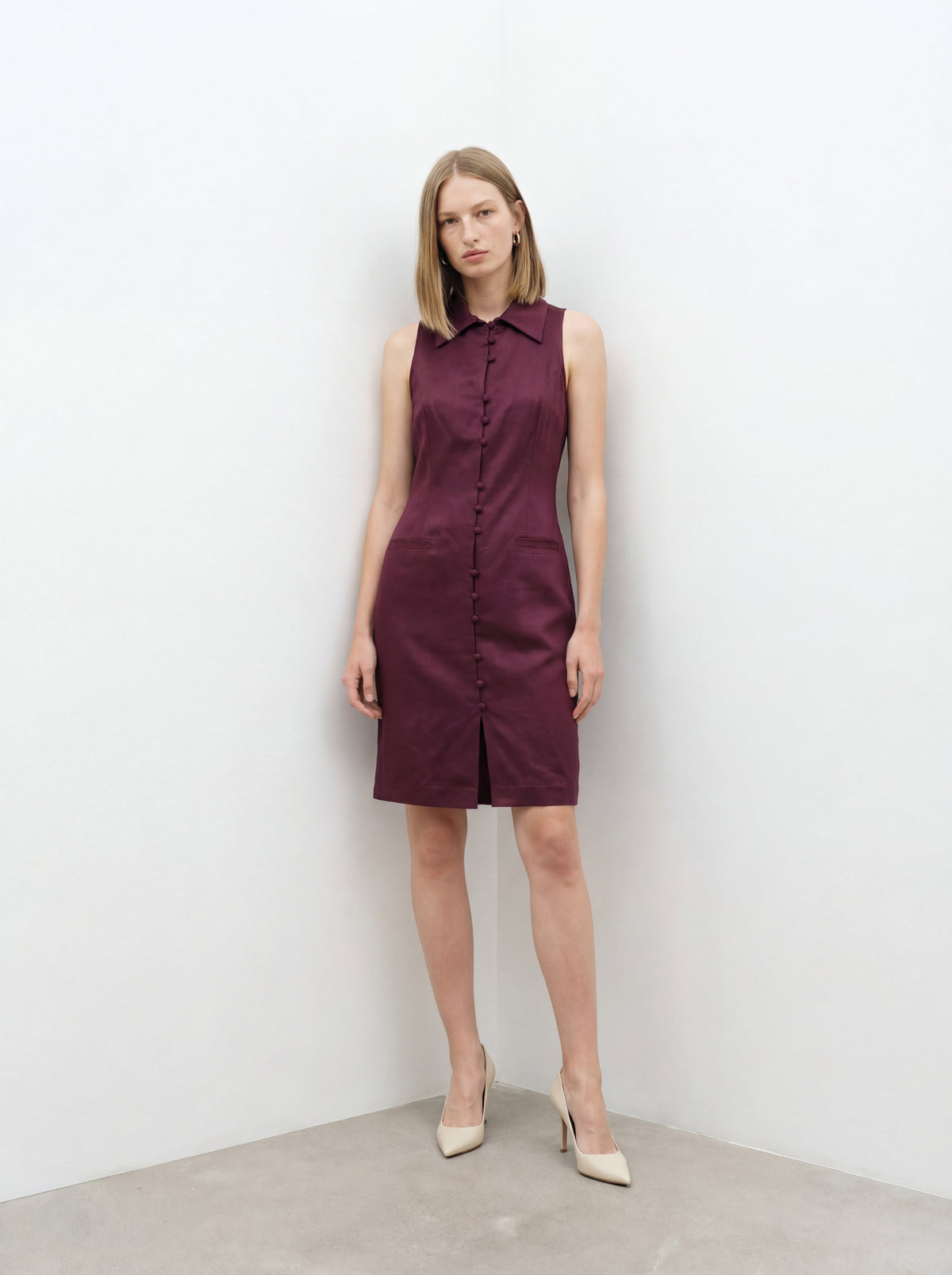 Kruvaze Mini Elbise Bordo